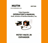 The operators manual cover for the 1685S Mitey Mate Jr. Expander features a picture of the machine and black text on a white and orange background.