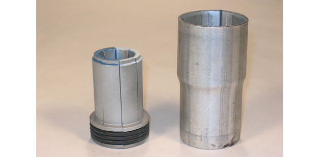 Two cylindrical grey Segmented expanders are shown for Ben Pearson End Finishing.