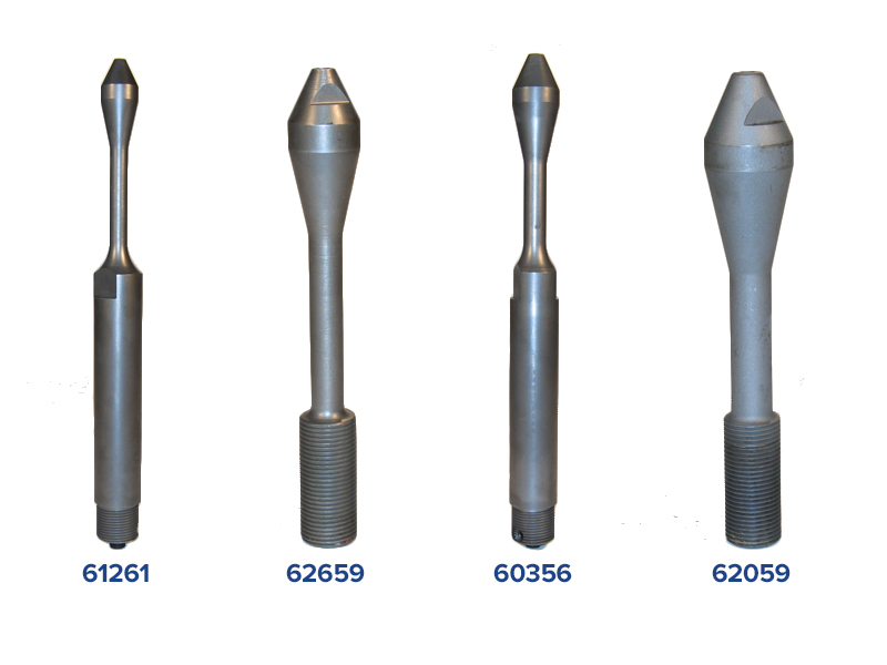 Four grey arbor bolts are shown for Ben Pearson machine models MC, MC-HS BP, and MB. The arbors are for end-finishing.