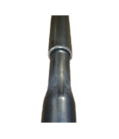 One pipe fits perfectly inside another pipe as an example of Huth end-forming.