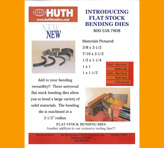 The cover of the Huth flat stock dies product manual features product images and blocks of text.