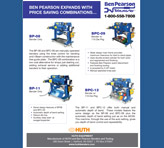 This Ben Pearson product sell sheet features images of multiple Ben Pearson machines and text about each image.